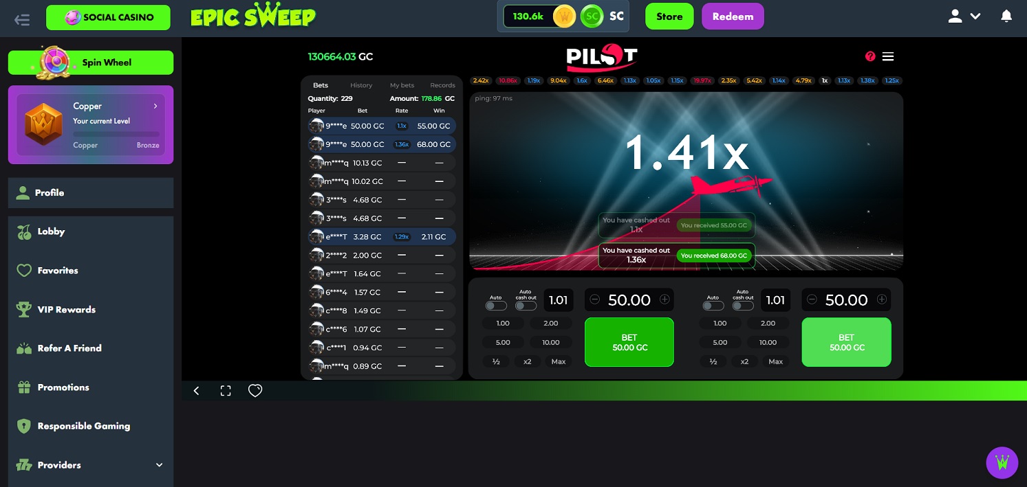 Pilot Crash Game from Gamzix on EpicSweep (2026)