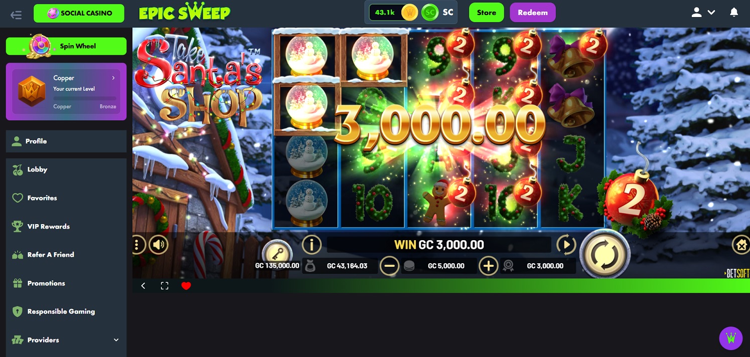 Take Santa’s Shop Betsoft Gaming Review | EpicSweep Social Casino